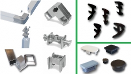 Équerres d'assemblage pour tubes alu, bouchons et joints