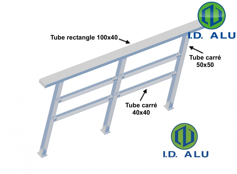 Jonction de tube rectangulaire alu 