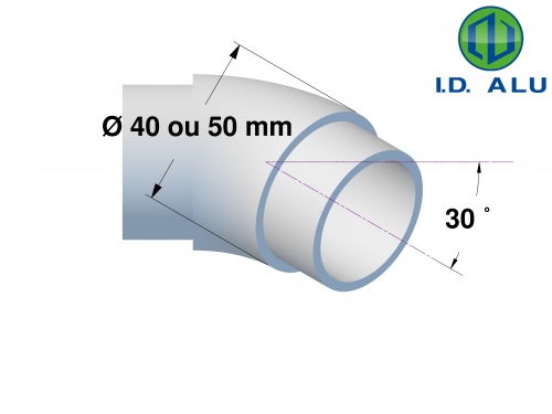 angle 30° pour main courante diam 40mm