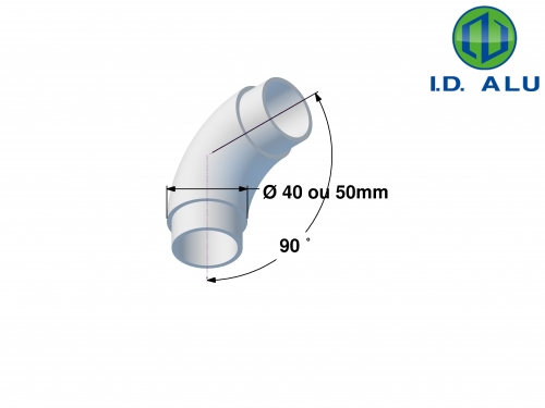 angle 90° main courante 40mm