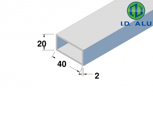 Profilé Aluminium Rectangulaire Creux 40x30x2 Mm - Longueur 2000 Mm - Revêtu Blanc RAL 9016 - Pour Bricolage, Menuiserie