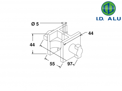 départ angle tube carré 50