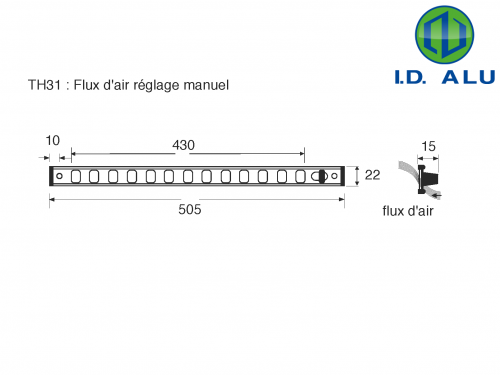 aeration reglable 500mm