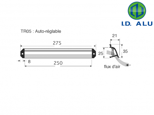 aeration auto reglable 275mm