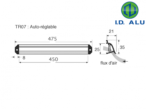 aeration auto reglable 475mm