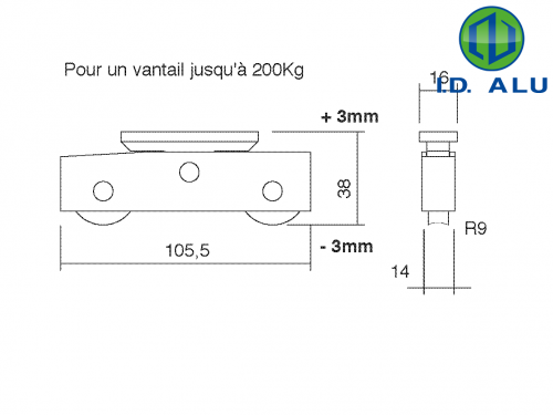 chariot bogie non réglable