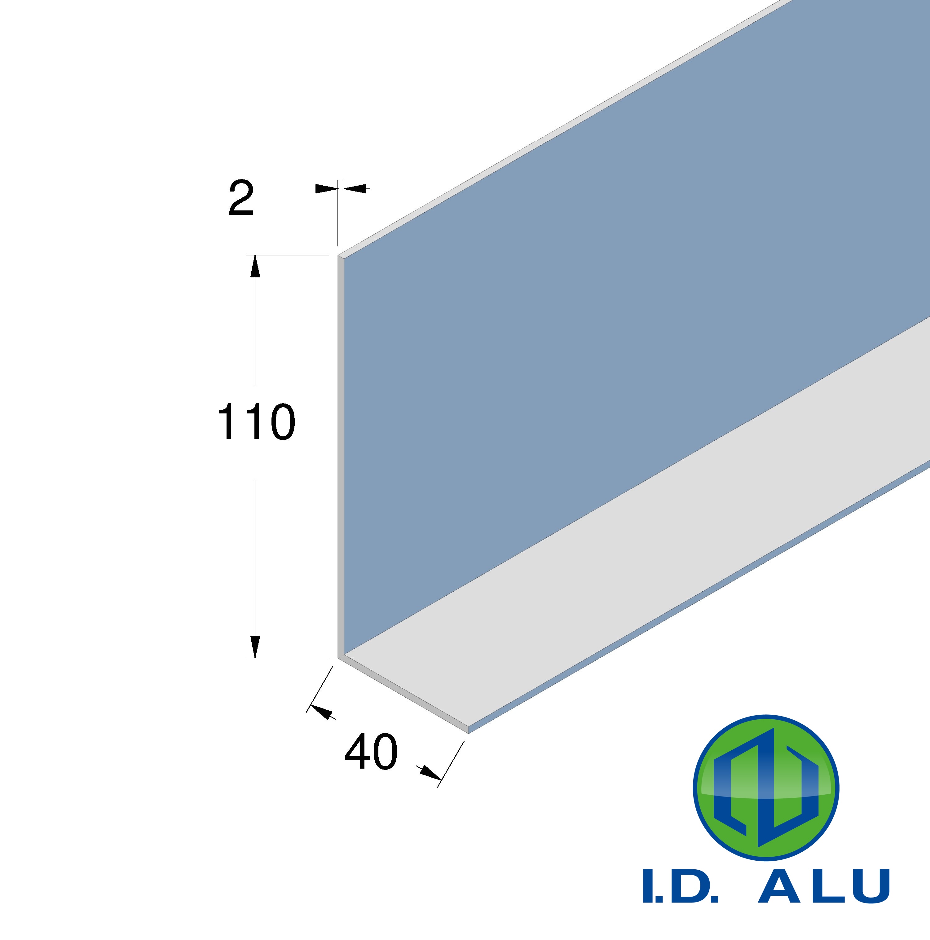 corniere alu 110x40x2 plan