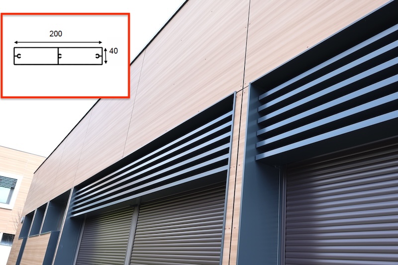 lame de brise-soleil alu en 200x40